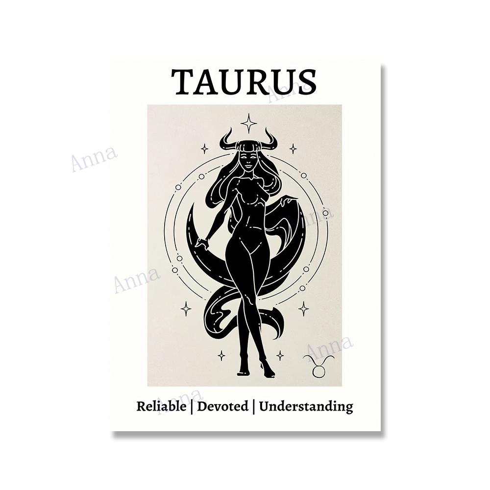 Retro 12 Zodiac Posters Capricorn Gemini Cancer Leo Libra Sagittarius Constellation Canvas Painting Wall Art Pictures Home Decor