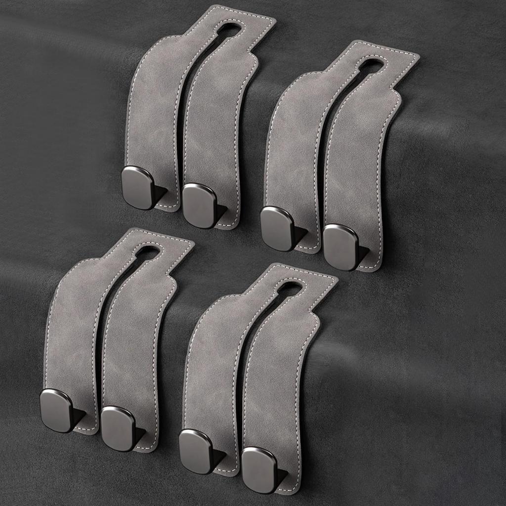 Universal Metal Car Seat Headrest Hook 2 in 1 Soft Leather Car Seat Back Hook for Purse Bag Backpack Double Hook Car Seat Hanger
