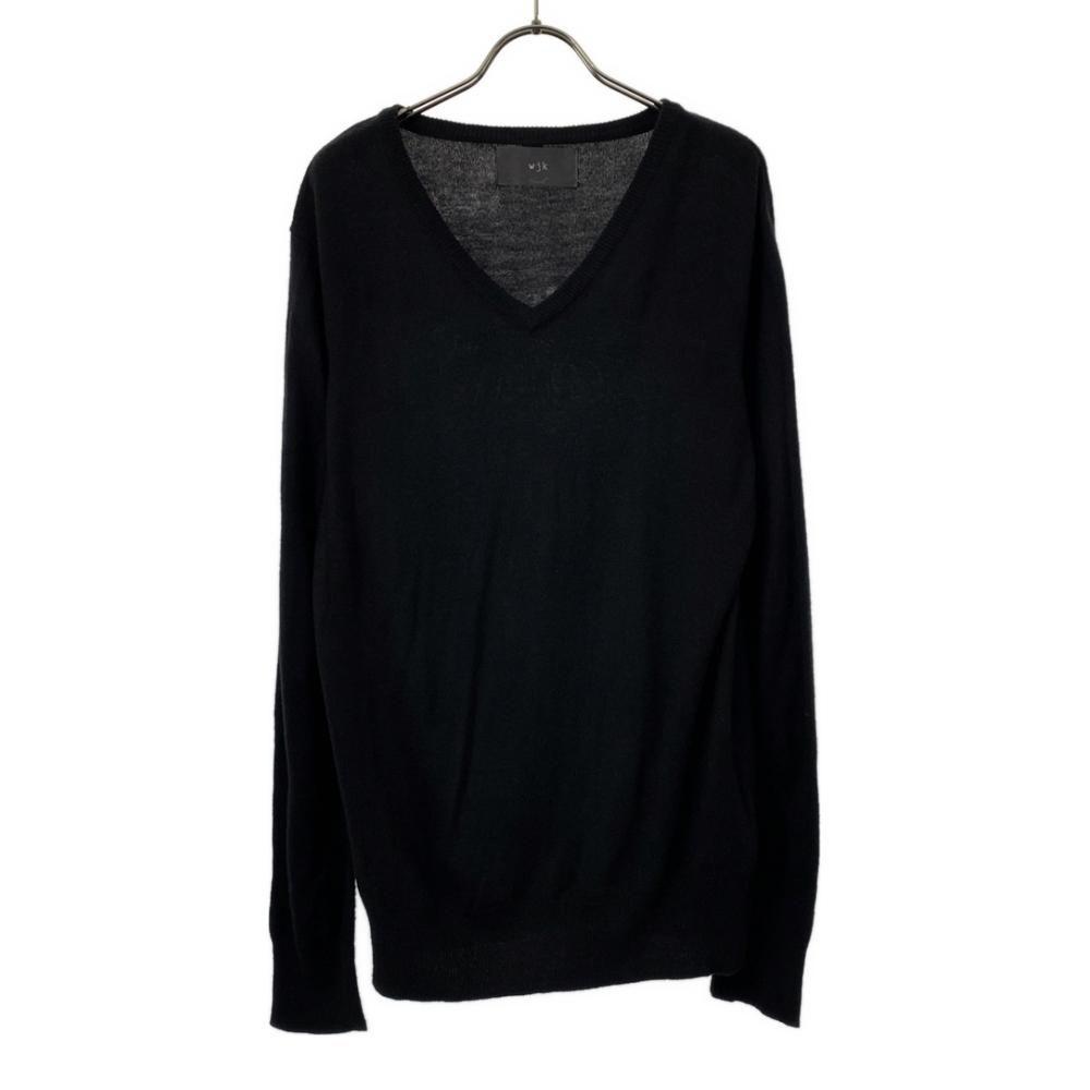 

wjk Long sleeve V neck sweater L black knit Men s Used