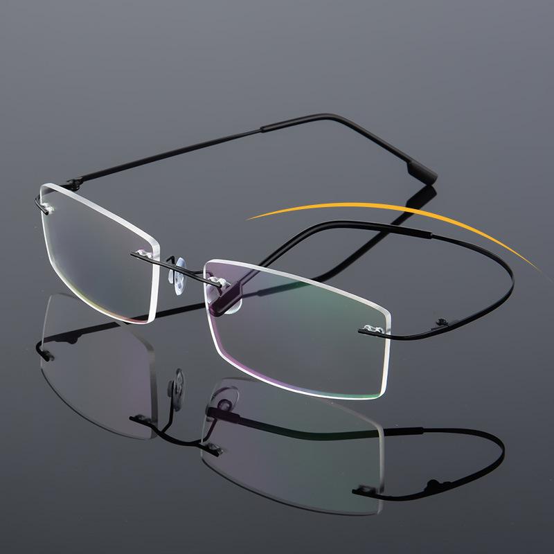Ultralight Frameless Eyeglasses Titanium Alloy TR90 Glasses Frame Men High Quality Super Stretch Metal Temple Eyeglasses Frame