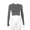 O Neck Solid T Shirt Basic Long Sleeve Women T-shirt Casual Tank Top Slim Female Crop Top Fashion