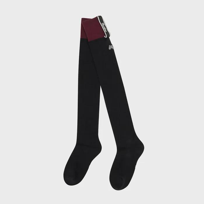 Logo Point Over Knee Socks_BLACK