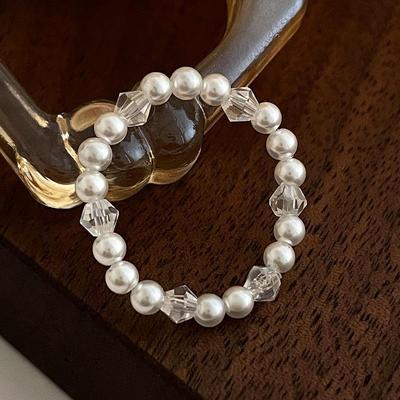 Banyan Tree Perle Kristall Elastischer Ring – Nischendesign Stapelbarer Modering für Frauen