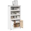 Vidaxl Cabinet, White, 80X35X154 Cm, Solid Pine Wood
