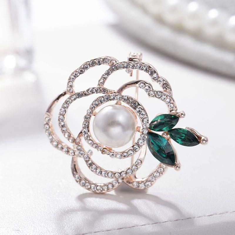 Temperament Color Wild Snowflake Pearl Micro Inlaid Rhinestone Brooch Jewelry Gift