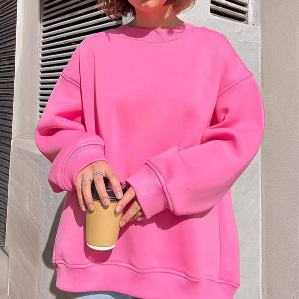 

Korean Oversized Hoodies Sweatshirts For Women Autumn Winter Thick Warm Fleece Sweatshirt Girls Streetwear Loose Pullovers Y2k XS рожевий