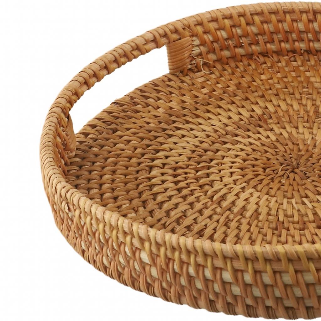 Rattan Woven Tray Serving Storage Trays Storage Basket for Home Kitchen Picnic