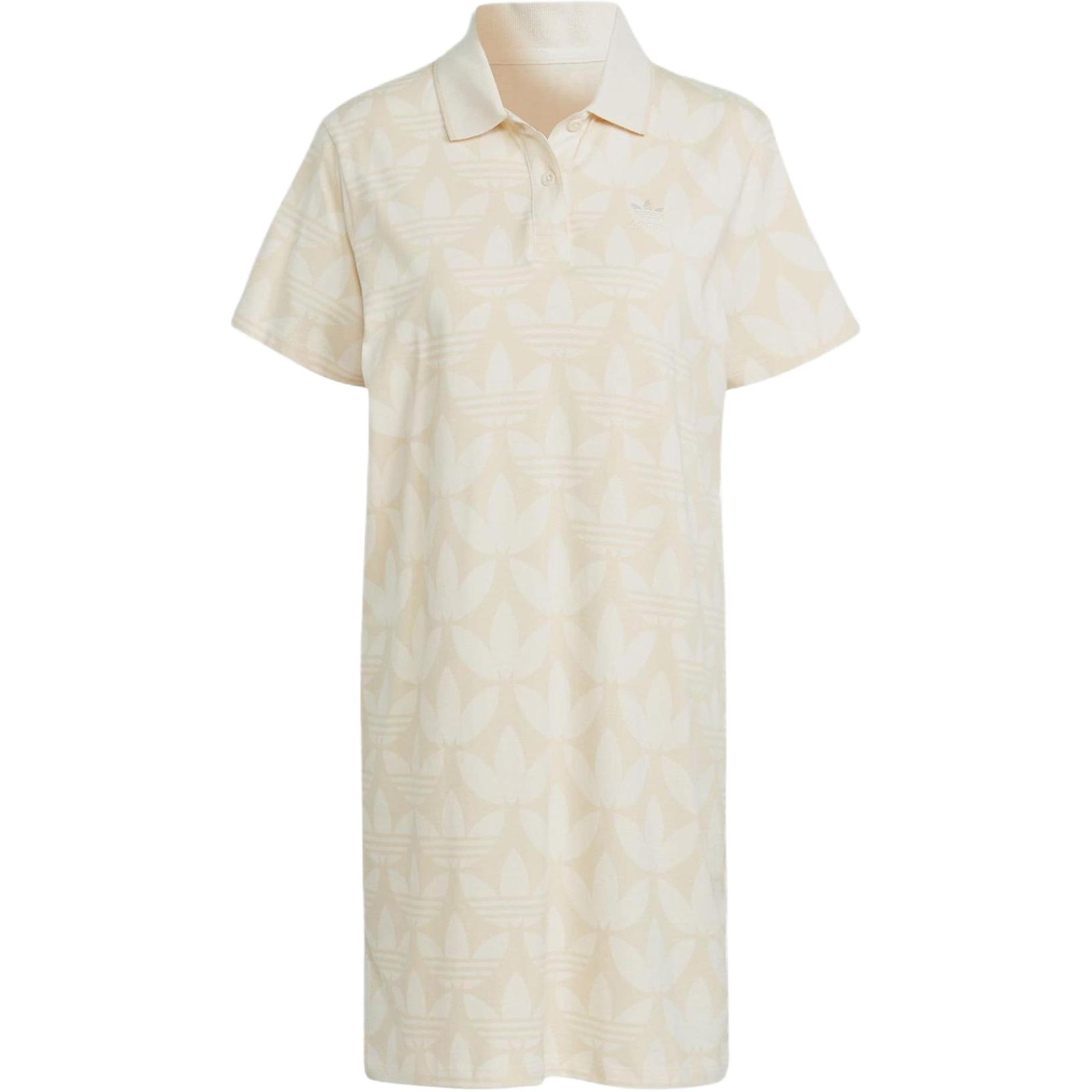 Adidas Originals TREFOIL MONOGRAM POLO DRESS Short Sleeved Dress Women s Wonder White IJ6002 S