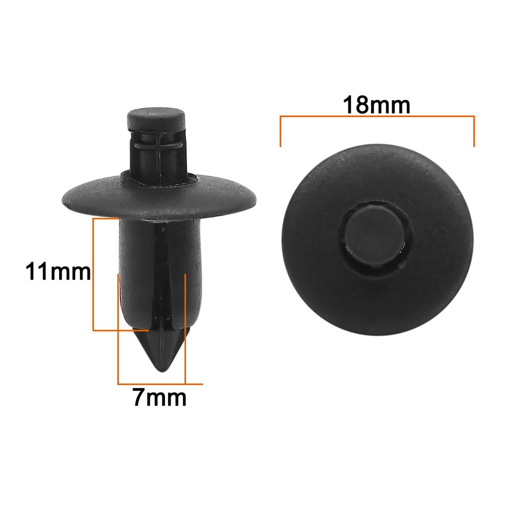 uxcell Rivets 0.3 inch (7 mm) Black Plastic Rivet Push Type Fender Retainer Clip for Car 100pcs