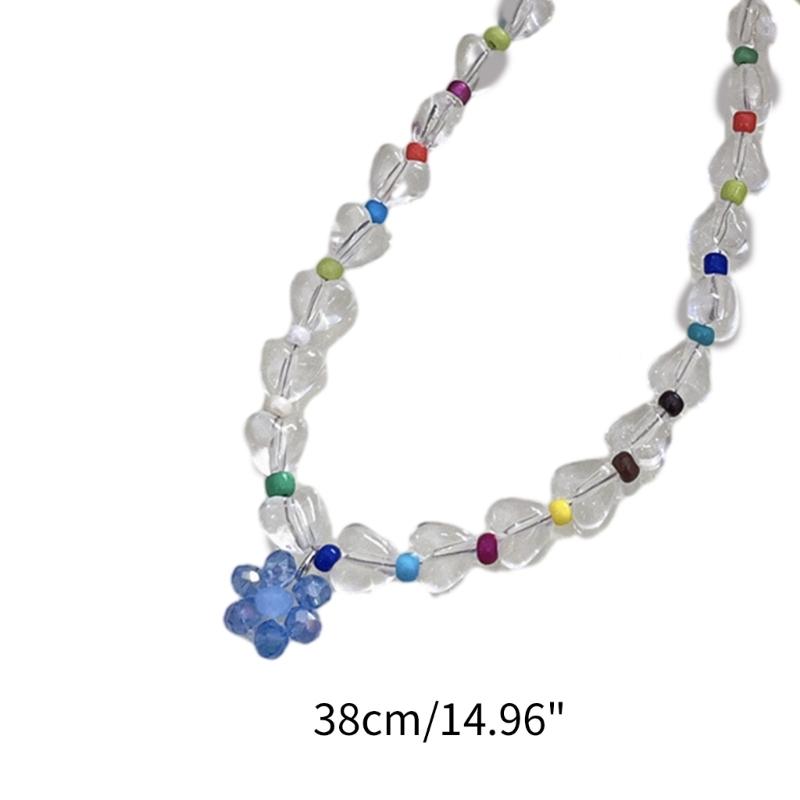 Beaded Necklaces Women Flower Pendant Chokers Artificial Crystal Material Party Jewelry Accessories Gift for Woman Girls