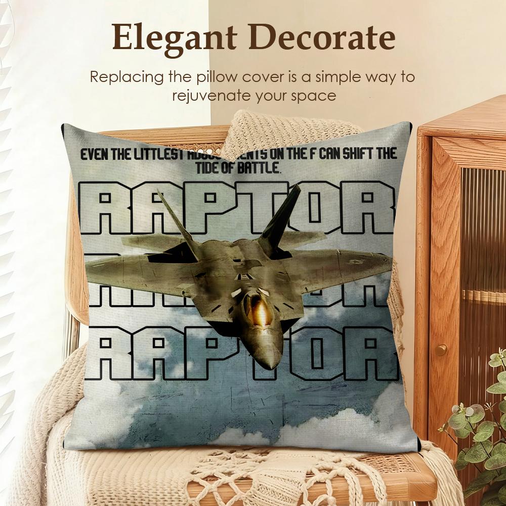 Fighter Jet F35 22 B2 Su57 Cushion Cover Natural Linen Organic Fabric Double-Sided Printing Sofa Home Decor Gift Pillow Case