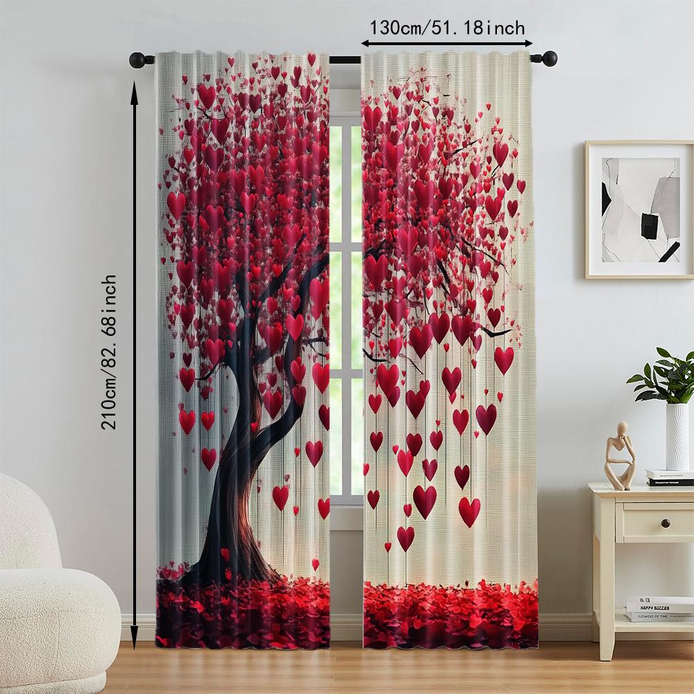 Set Of 2 Versatile Polyester Transparent Curtains Home Decoration Valentine Use Bedrooms Living Rooms Curtain For Area Made
