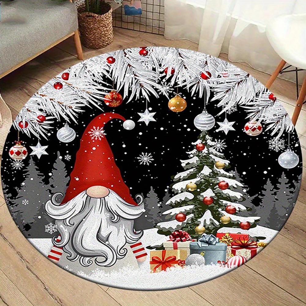Christmas Round Rugs: Snowman, Santa,Tree & Gingerbread Delights for Festive Home Decor Room Floor Mats New Year Home Decoration