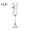 Butterfly Wine Glass Champagne Flutes with 3D Pink Decoration Wedding Glasses Faux Crystal Party Anniversary