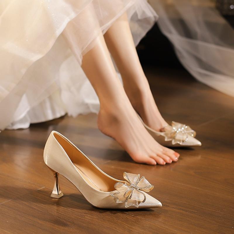 Woman Pumps Pointed Toe Casual High Heels Off White Summer 2025 Spring Slip On Korean Style Sale Non Shoes for Women