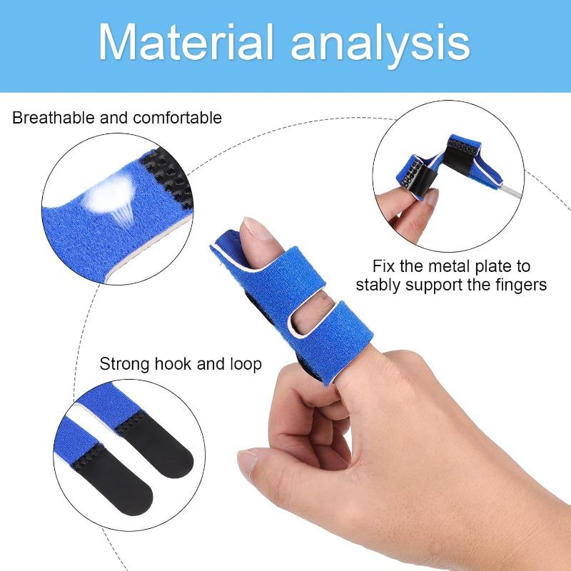 Pack of 4 Finger Splints, Adjustable Finger Support, Finger Stabiliser with Built-in Aluminium Strap for Broken, Tendonitis and Swollen Fingers