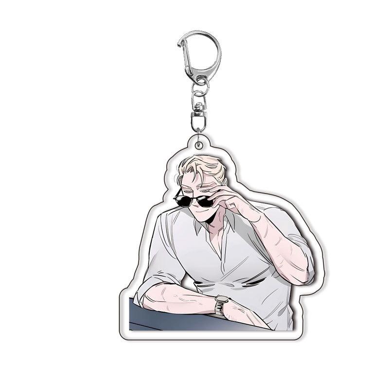 Hot Rose and Champagne Anime Acrylic Keychain Fashion Women Men Backpack Charm Car Accessories Keyring Creative Fans Gifts Toys
