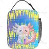 Cute Axolotl Drinking Drinks Print Reusable Lunch Bag Insulated Tote Bag for Women Men Kids Lunch Box for Camping Work School