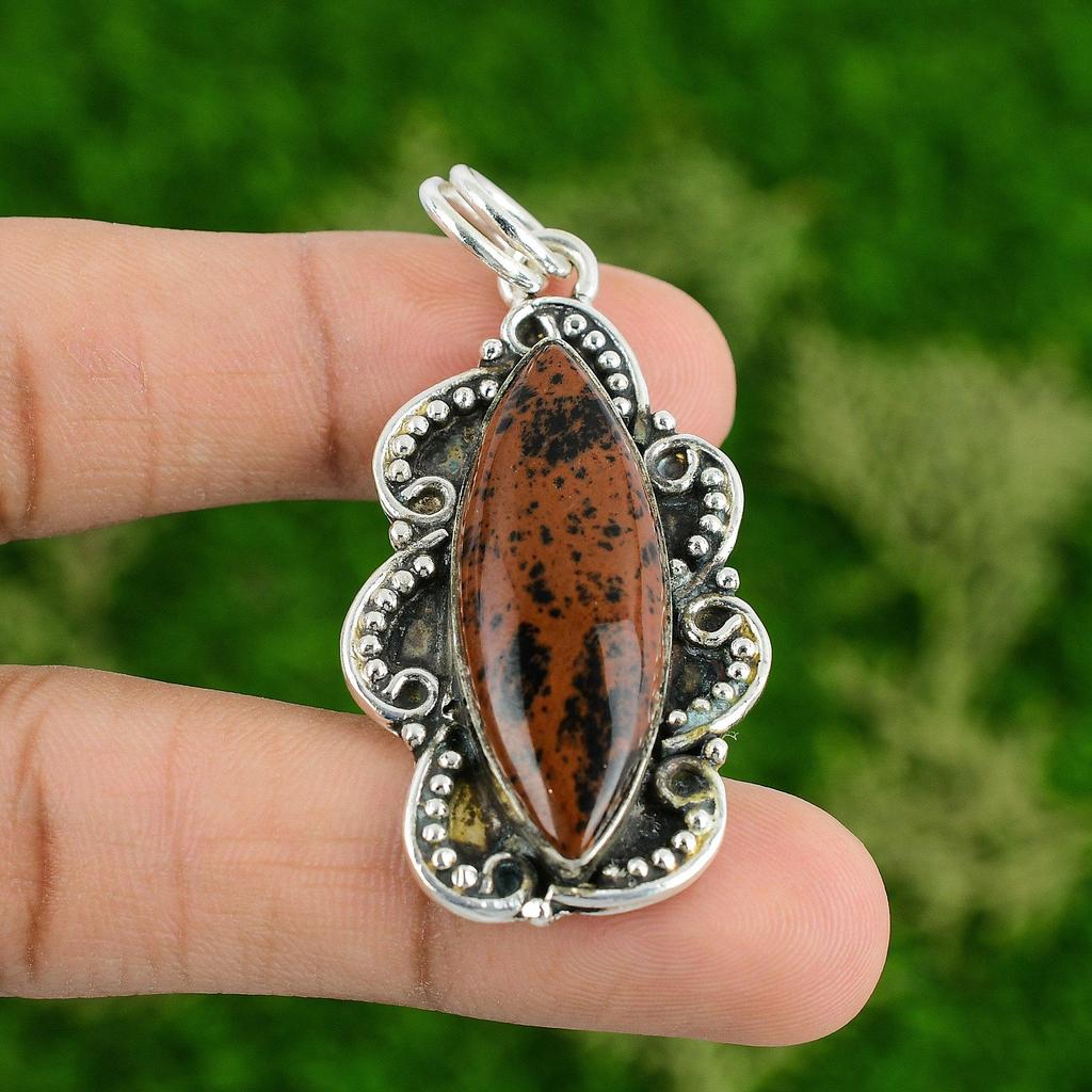 Daughters Day Deal Sterling Silver Natural Mahogany Obsidian New Pendant Jewelry