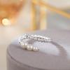 Banyan Tree Adjustable Women's Silver Pearl Ring - S925 Silver Round Bead Design