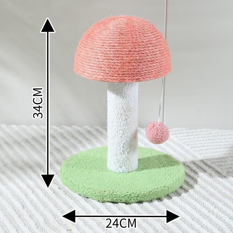 Когтеточка-домик для кошек Yunxiaoshi Розовый Гриб с сизалевой поверхностью