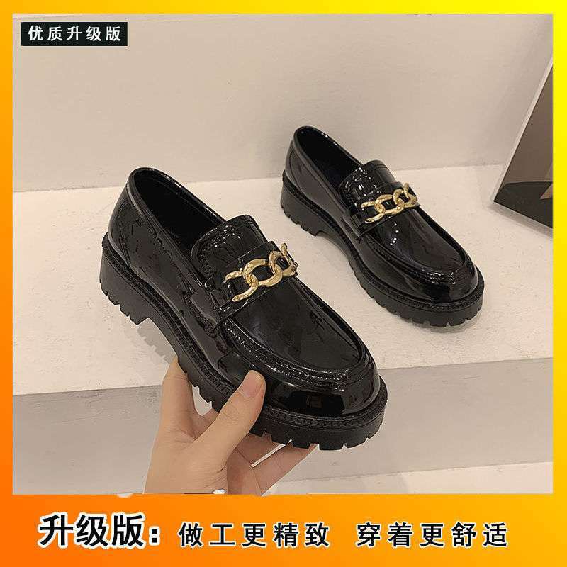 Small Leather Shoes Women's British Style 2025 New Versatile High-heeled Loafers Black Spring and Autumn Flat-bottomed Retro Single Shoes Spring