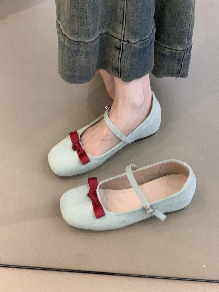 Gentle Fairy Mary Jane Shoes 2025 Spring Sweet and Cute Bow Shallow Mouth Inner Height Increase Ballet Shoes