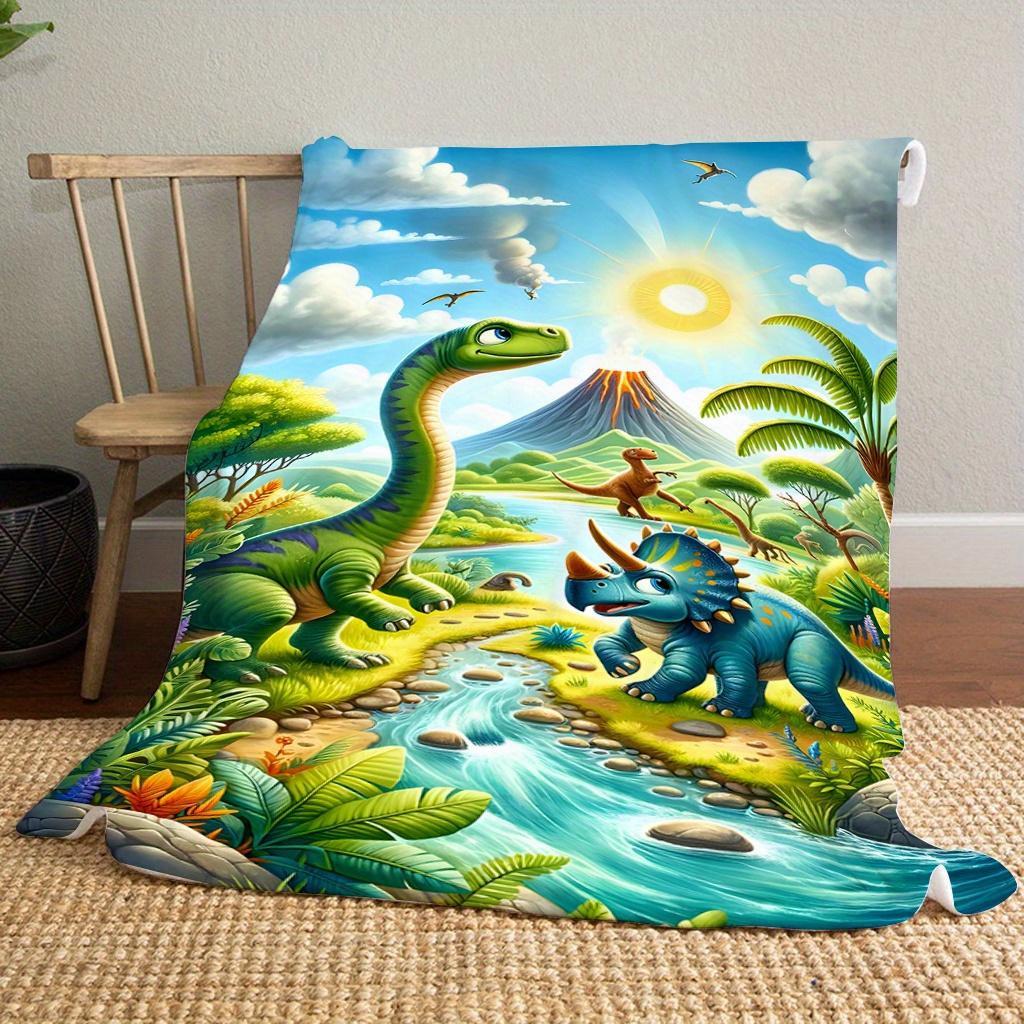 Prehistoric dinosaur-themed Flannel printed blanket suitable for all seasons suitable for living room office sofa and travel