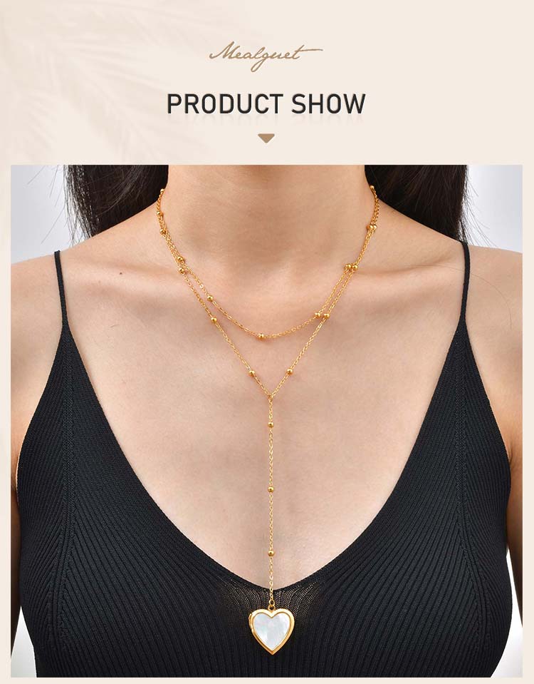 Women's Heart Locket Lariet Necklace, Adjustable Y-Shape Openable Pendant, Stainless Steel Gold Long Chain Fashion Jewelry