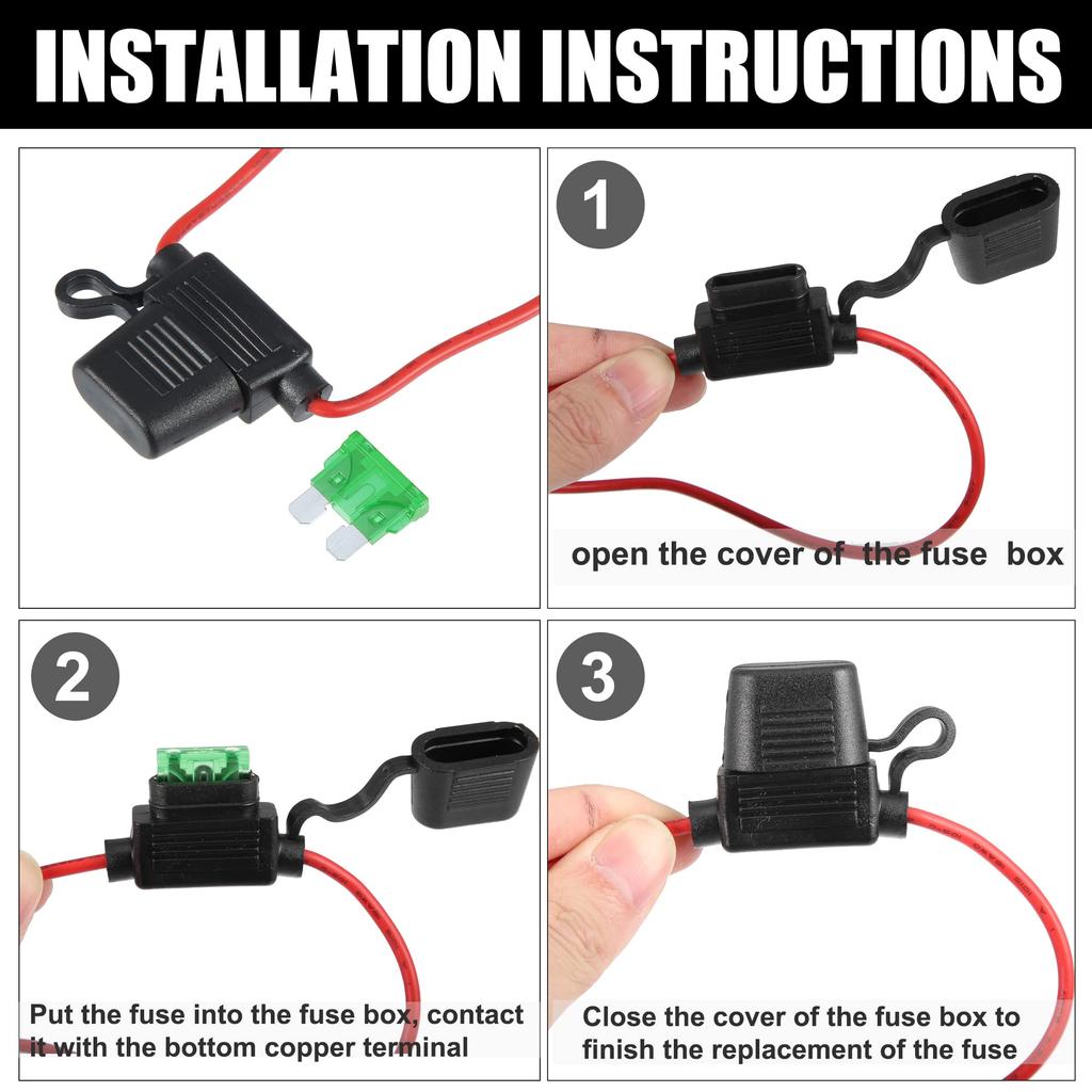 uxcell DC 32V 14 Gauge Car Inline ATC Style Inline Fuse Holder with 30A Fuse, 2 Sets