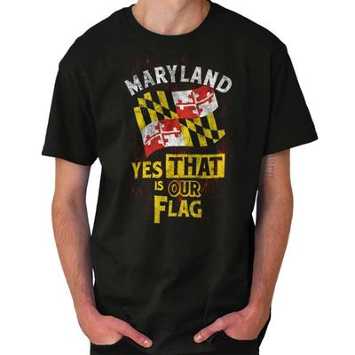 Maryland State Yes That Is Out Flag Humor Womens or Mens Crewneck T Shirt Tee