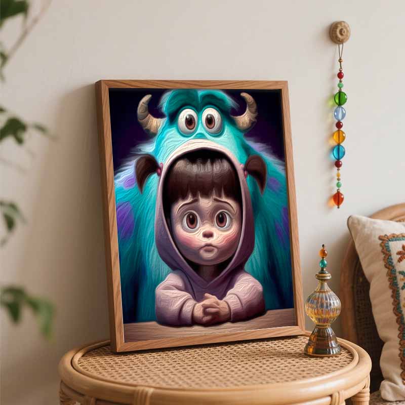 Disney Monsters Painting Kit Home Bedroom Wall Decor Handmade Gift Art Crafts Supplies DIY Oil Painting Canvas Pictures Fun Decor Set