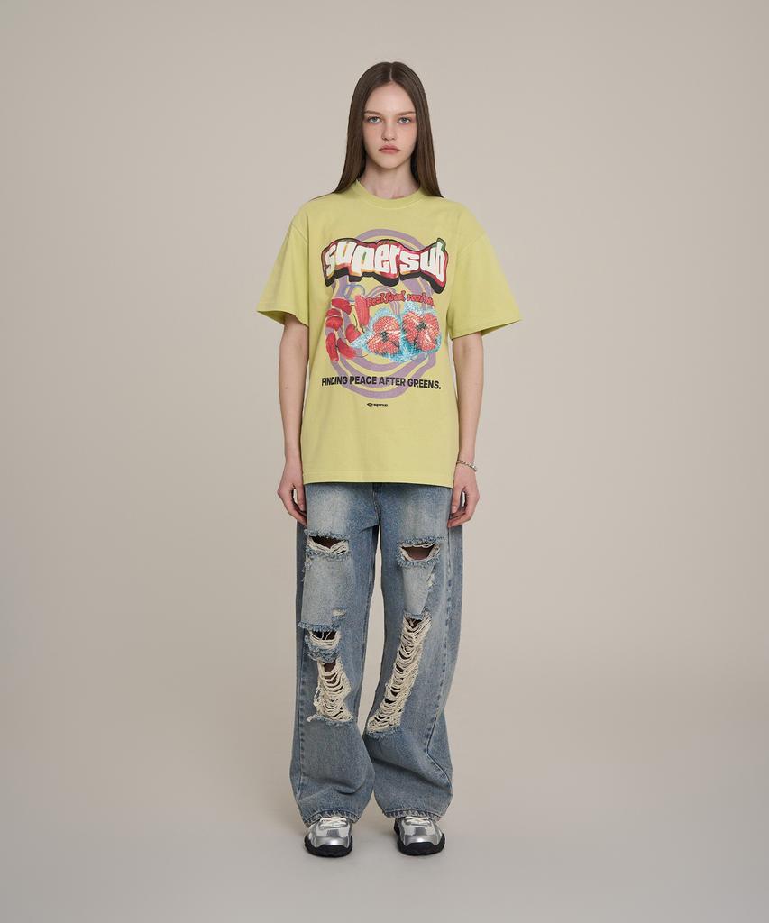 Super Serve Distressed Washed Denim Pants - Light Blue