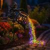 Creative Halloween Party Props Witch Cauldron Garden Light, Metal Yard Stake with LED String Light Lights, Waterproof Pot Statue for Outdoor Lawn Path