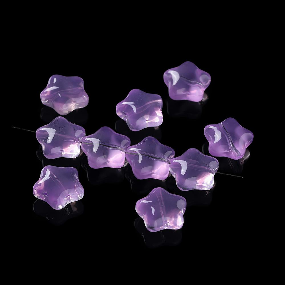10pcs Colored Star Shaped Beads Glass Spacer Loose Beads for DIY Phone Chains Necklaces Bracelets Crafts Jewelry Making Findings
