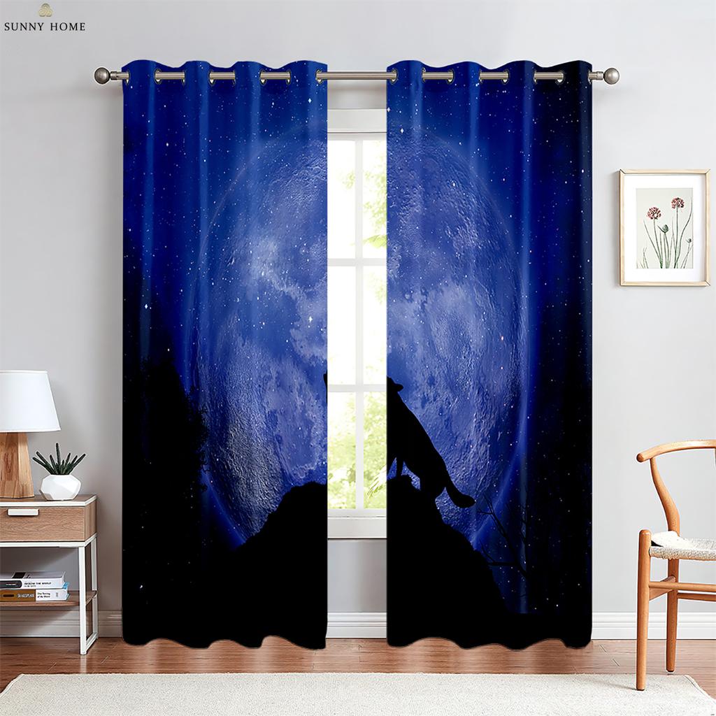 Fenstervorhänge Tiermuster Wolf Maßgefertigte Vorhänge Wohnzimmer Balkon Küche Schlafzimmer Arbeitszimmer Dekorative Vorhänge 2 Stück