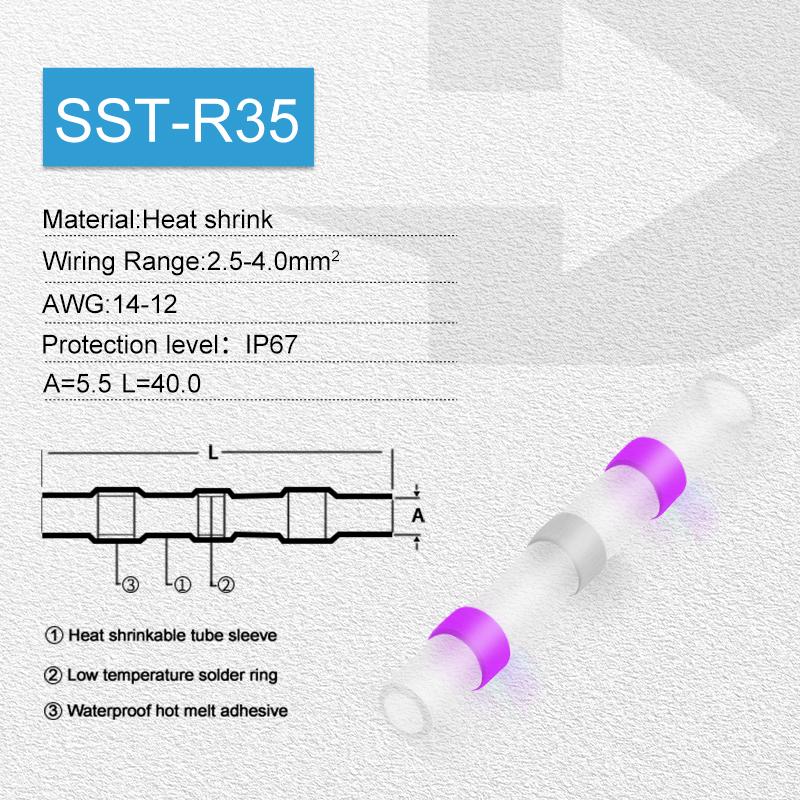 50PCS Heat Shrinkable Insulated Electrical Wire Terminals Butt Splice 3:1 Waterproof Solder Seal Wire Connectors