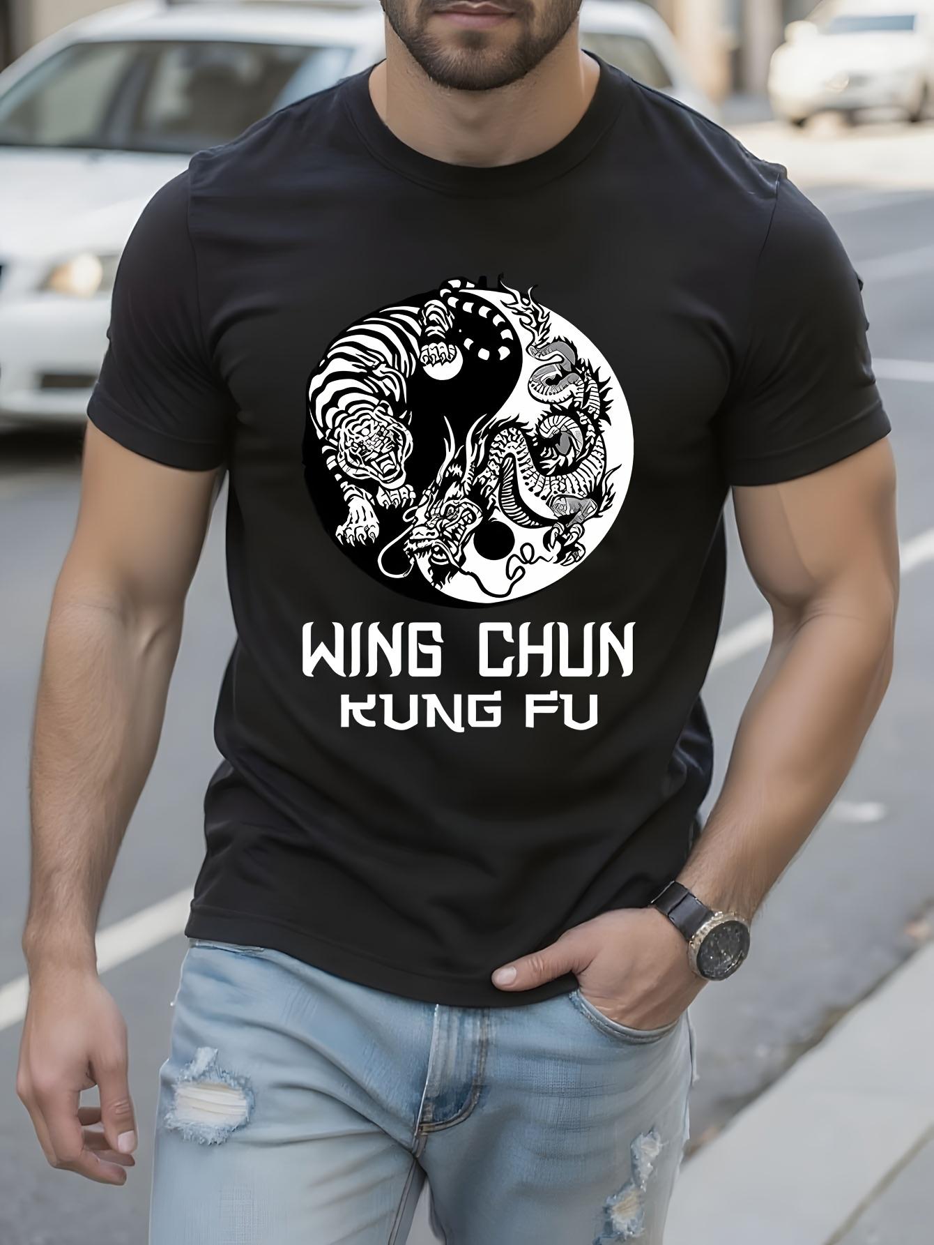 Wing Chun Kung Fu Martial Arts Tshirt - Black with White ... L