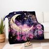 "Enchanted Celestial Crescent Moon Wall Art Print"Blanket Flannel Throw Blanket for Sofa, Bed, Travel, Camping, Office
