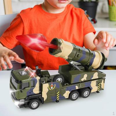 1/32 Diecast Truck with Light and Sound Science Exhibition Model Desk Decor Collectible for Kids