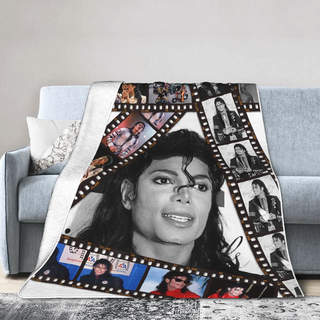 The King of Pop MJ Blankets Velvet Textile Decor Multi-function Super Warm Throw Blankets for Sofa Office Plush Thin Quilt