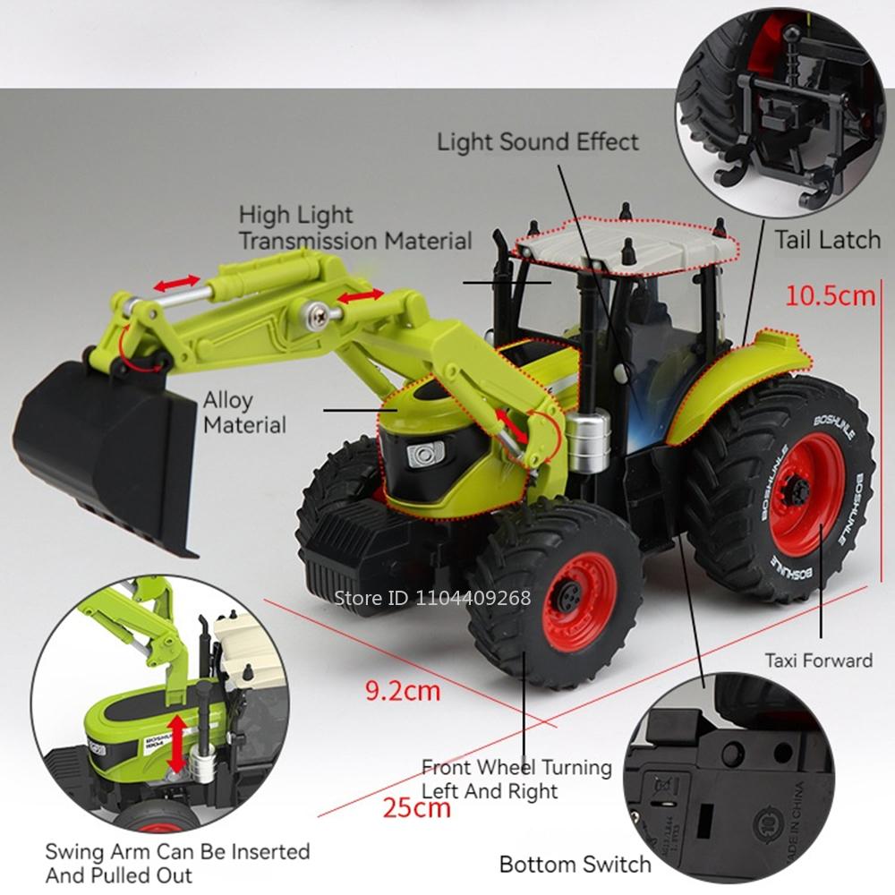 1:24 Agricultural Tractor Model Toy Car Sound Light Silding Agricultural Transport Vehicle Models Metal Diecast Gifts for Boys