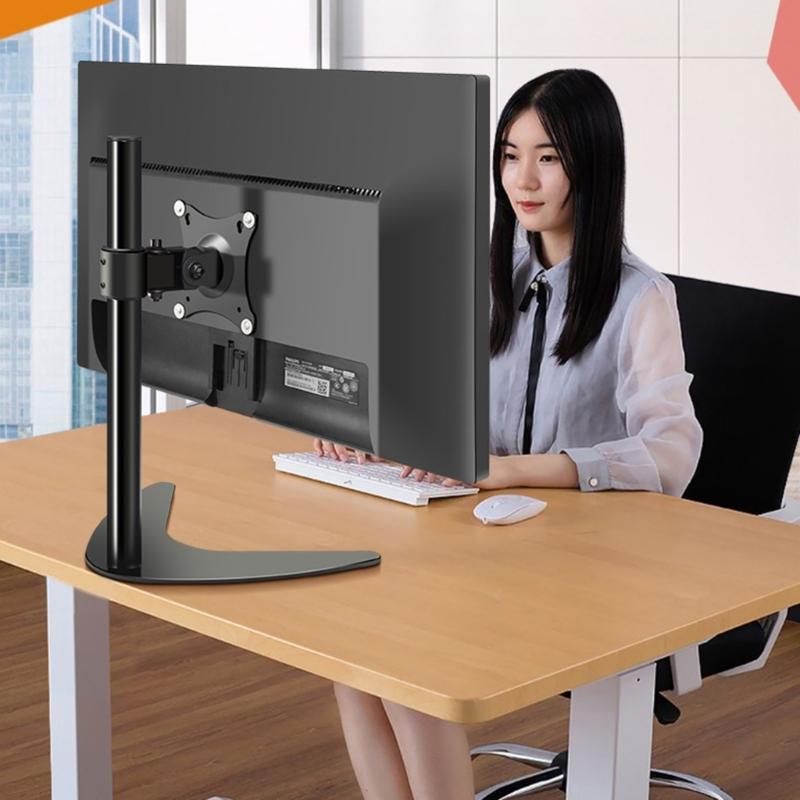 Height Adjustable Computer Monitors Stand for 14 To 27inch Displays with Vesa Base and Swivels