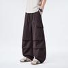 American retro trendy brand niche paratrooper overalls men's trend loose wide-leg straight elastic waist long pants