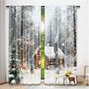 Set Of 2 Flat Printing Christmas Hot Curtains Wintercabin Digital Printed Polyester Drapes Festive Perfect Curtain