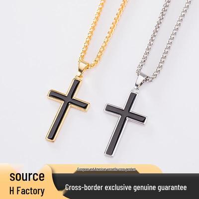 New Versatile Cross Pendant Men's Hip-Hop Necklace - Smooth Surface Christmas Jewelry Accessory
