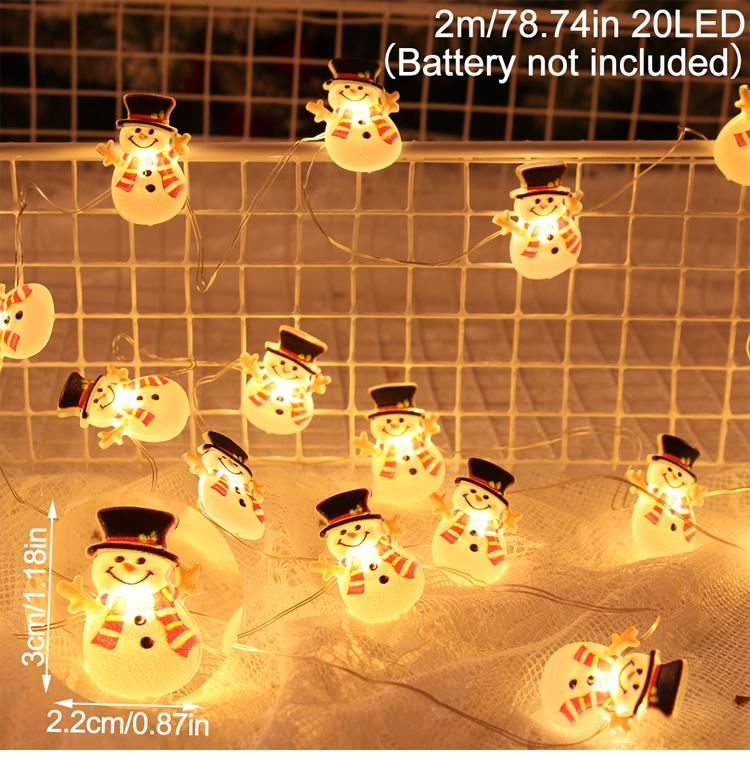 2M 20LED Santa Claus Snowman Elk Garland Lights String Christmas Decorations for Home 2025 Xmas Tree Ornaments Navidad New Year