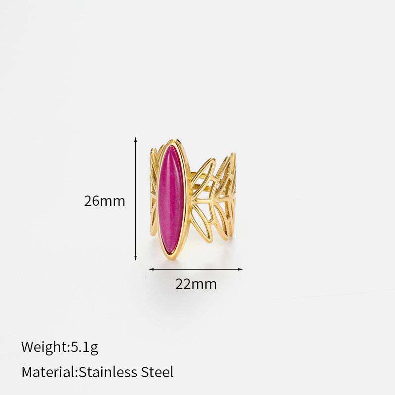 

Golden Leaf-shaped Hollow Stainless Steel Ring for Women, French Retro Versatile Simple and High-end Jewelry Gift opening adjustable