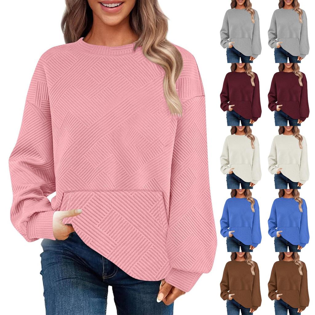 Women's Fashion Casual Solid Color Pocket Long Sleeve Hoodie