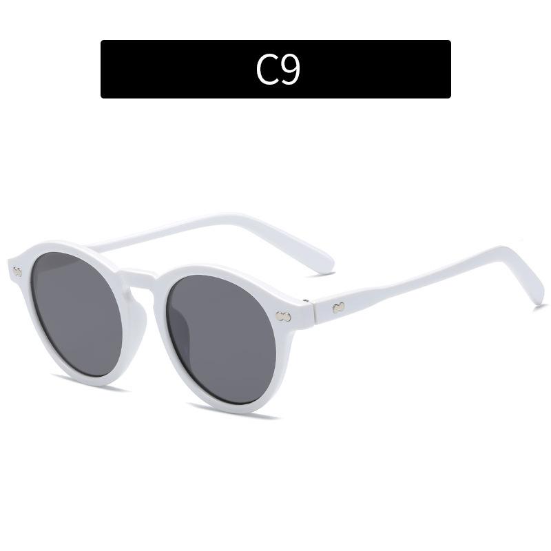 New fashionable retro rice nail round frame sunglasses, personalized street shot men's and women's sunglasses trendy sunglasses